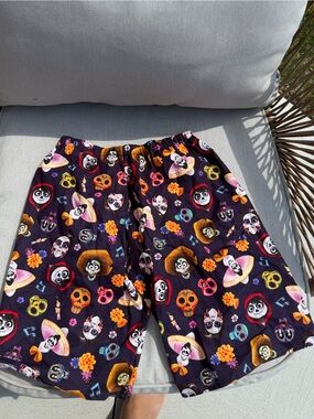 Custom disney coco Day of the Dead Skull Print Elastic Waist Pants